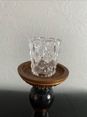 Vintage Miniature Diamond Bead Argyle Cut Glass Votive. Set of 2